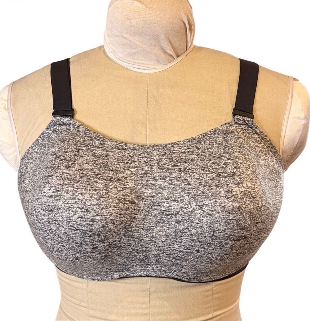 Victoria’s Secret VSX Ultimate Sport Bra 38DDD Black & Gray Adjustable Straps Ac